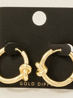 Gold Dipped Knot Hinge Hoop Earrings